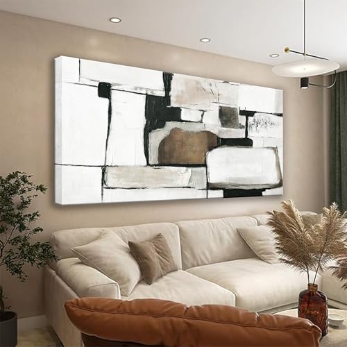 Large Abstract Wall Art For Living Room Decor Grunge Room Decor Art Canvas Art Wall Decor 29" X 58" Painting Brown Grey Wall Art Line Art For Bedroom Home Office Dining Room Artwork