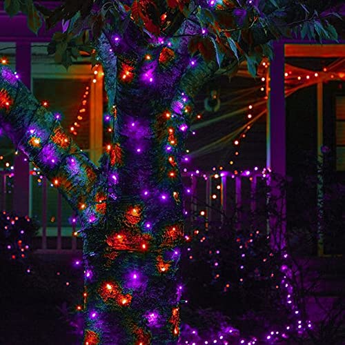 Purple and Orange Solar Halloween Lights Outdoor (2 Count)
