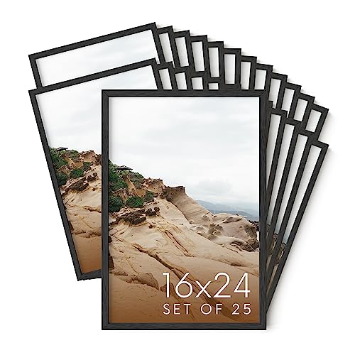 16x24 Black Oak Wood Picture Frames Set of 25