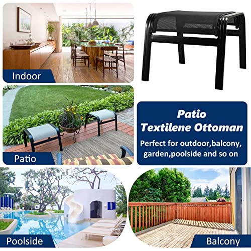 Patio Outdoor Ottoman Assembled Aluminum Footstools Small Seat Side Table Footrest for Balcony (2 Count)