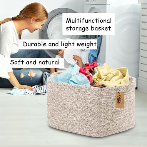 Cotton Rope Woven Basket with Handles for Shelves
