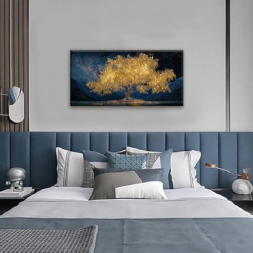 Modern Canvas Wall Art Decor Print Paintings Gold Tree Of Life Landscape Painting Prints Abstract Wall Decor Picture For Bedroom Office Home Kitchen Artwork Ready To Hang 20"×40"