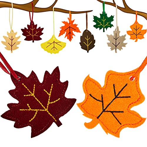 24 Pcs Thanksgiving Felt Ornaments Autumn Leaves Decor for Tree (24 Count)