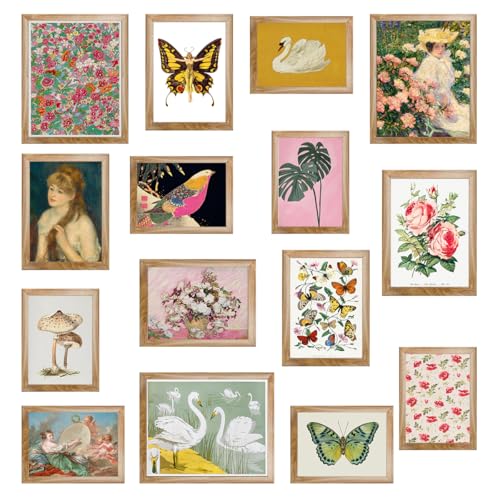 15 Pcs FRAMED Eclectic Wall Decor (15 Count)