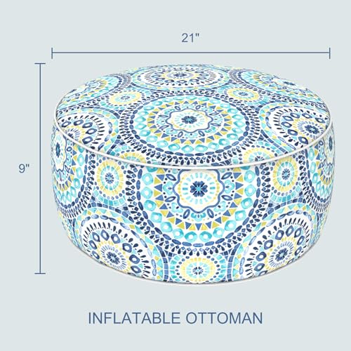Indoor Outdoor Inflatable Ottoman with Handle D21 x H9 Inch