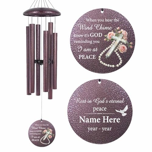 Personalized Outside Cross Wind Chimes for Loss of Mother Father