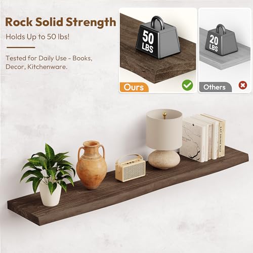 Wood Floating Shelves Live Edge 40” Set of 2 (2 Count)