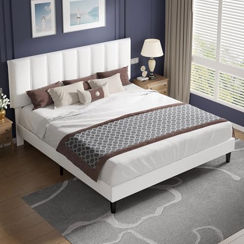King Size Bed Frame with Upholstered Headboard