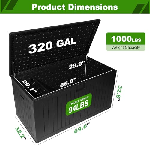 320 Gallon Deck Box with 6 Waterproof Foot Pads