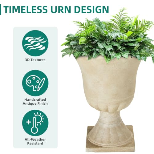 22" Tall Urn Planters Set of 2 Large Flower Pots (2 Count)