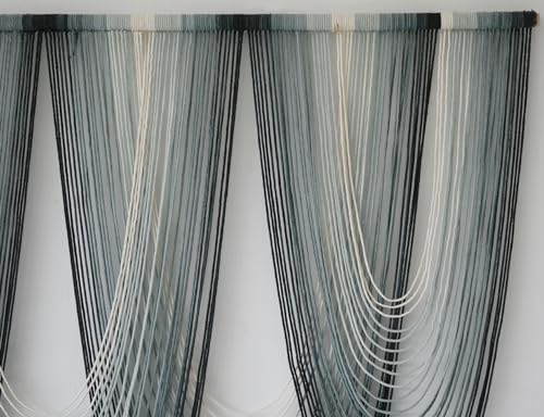 Macrame Wall Hanging Blue Dip Dyed Boho Tapestry Fiber Wall Art 57"W*41"L
