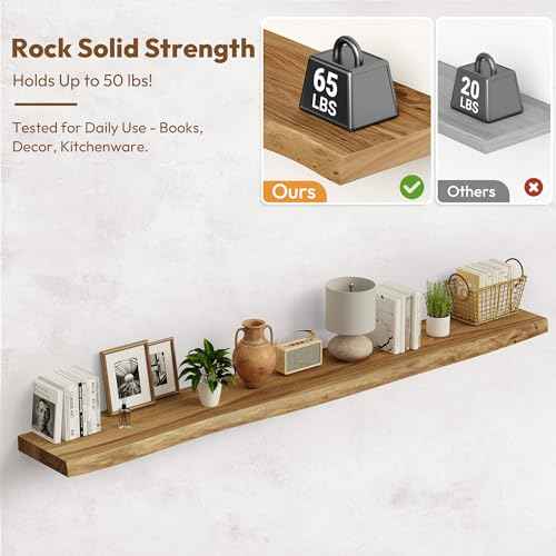 Wood Floating Shelves Live Edge 72” Set of 1