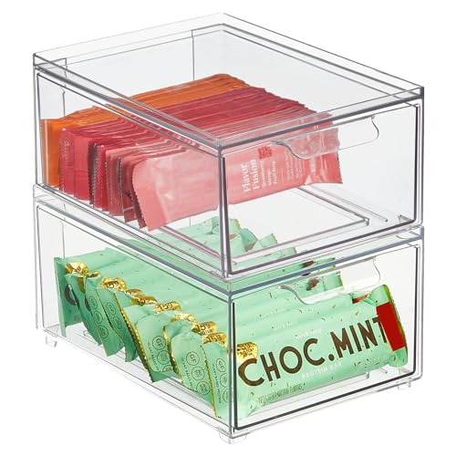 Stackable Storage Containers Box with Pull (2 Count)