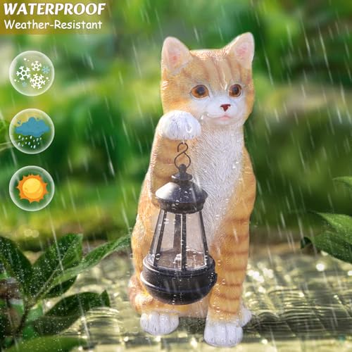 Solar Cat Garden Statue