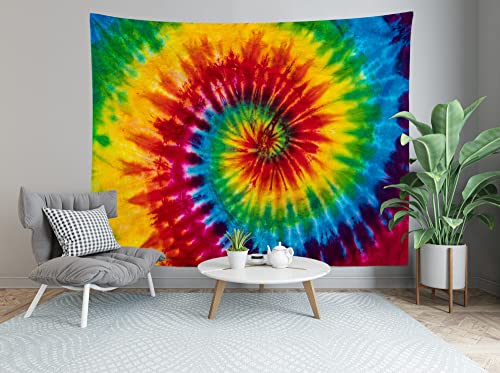 Tie Dye Tapestry Fabric Colorful Rainbow Spiral Tie Dye Hippie Theme Wall Hanging Decor LGBT Gay Pride Banner Birthday Party Decorations Home Bedroom Decor 60''x40''