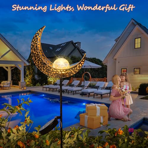 Moon Solar Lights Outdoor Garden Decor Gifts for Mom Women