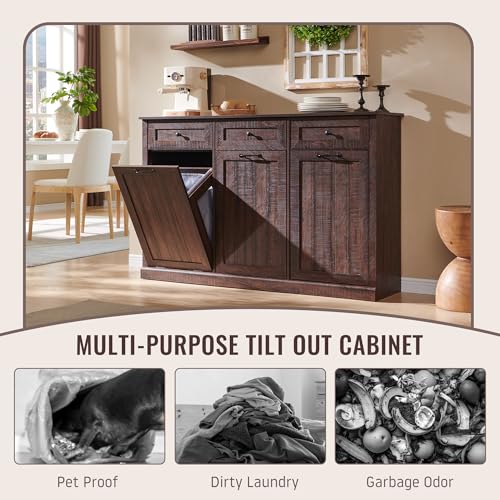 Triple Tilt Out Laundry Hamper Cabinet