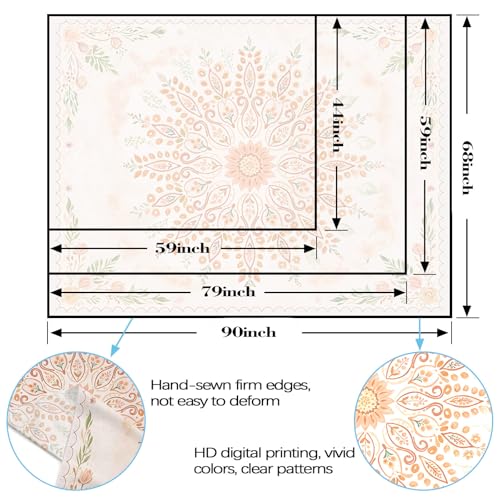 Floral Mandala Tapestry Boho Tapestry for Bedroom Peach Tapestries Wall Hanging Living Room Wall Art and Home Decor 44x60