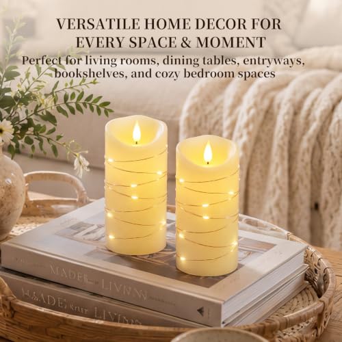 Flameless Candles with String Lights (2 Count)
