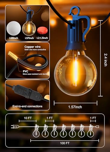 109FT 100 LED Outdoor String Lights