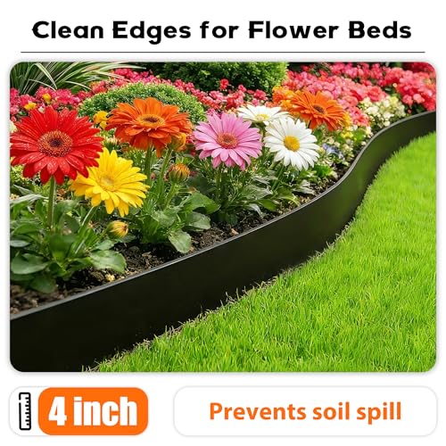 4 inch Tall Landscape Edging Kit 120FT Garden Edging with 210 Spikes for Lawn Edging and Flower Beds
