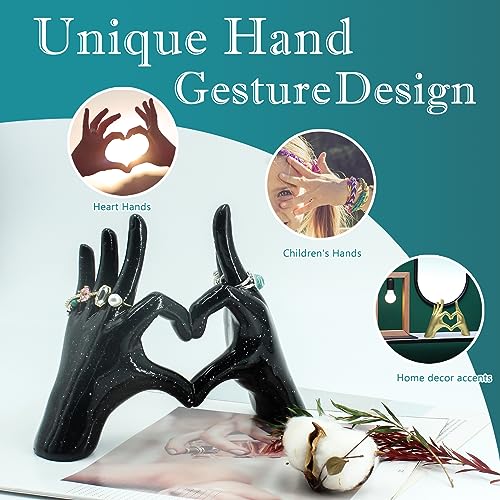 Black Heart Hands Decor Sculpture