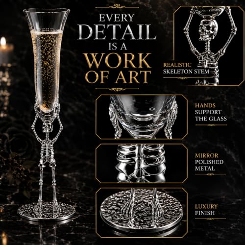 Skeleton Champagne Flute Glass 7.5oz