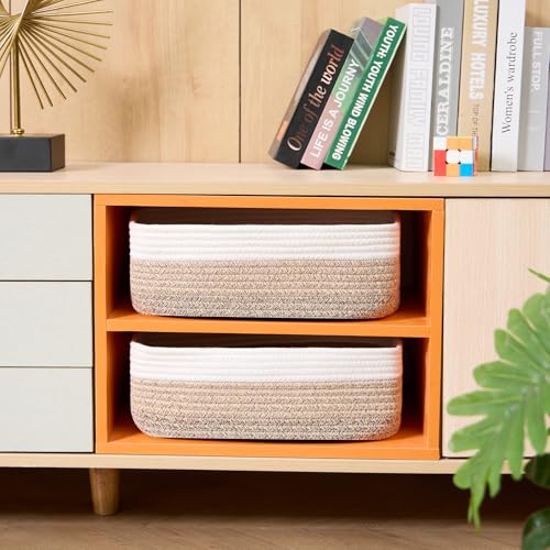 Large Shallow Organizing Baskets 15x11x5.1 Inches (4 Count)