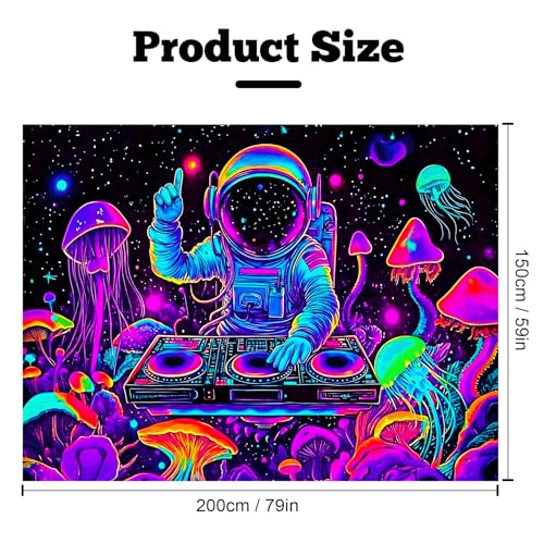 Astronaut Space Blacklight Tapestry 79"x59"