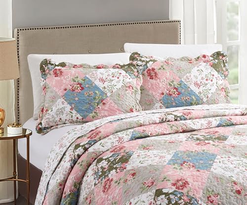 Peach and Olive Flowers Patchwork