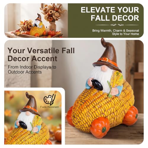 Fall Gnome Corn Car Figurine