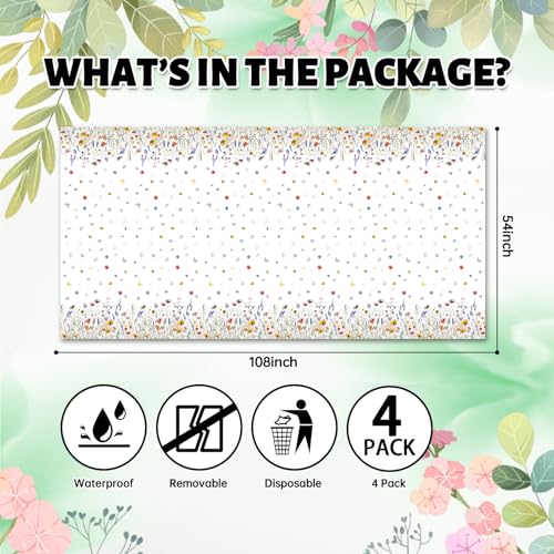 Floral Tablecloth 4 Packs 54x108 Inch (4 Count)