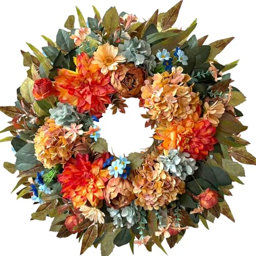 24 Inch Fall Hydrangea Peony Wreath Front Door Wreath