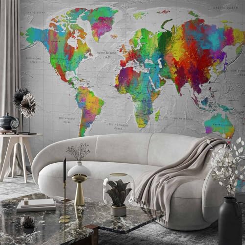 Wall Mural World Map 77x55 in (29.49 Sq Ft)