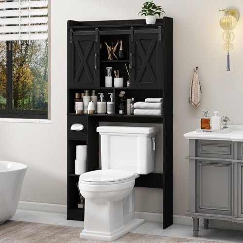 Over The Toilet Storage Cabinet with Sliding Doors