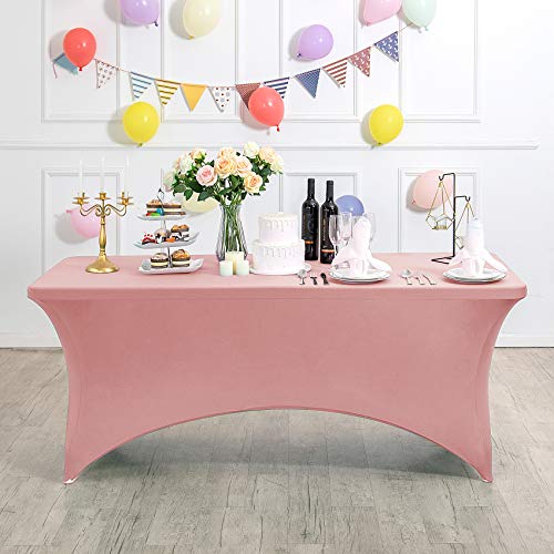 Spandex Table Cover for 4FT or 6ft or 8ft Table Universal Fitted Stretch Tablecloth for Party