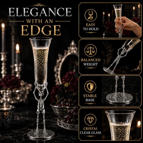Skeleton Champagne Flute Glass 7.5oz