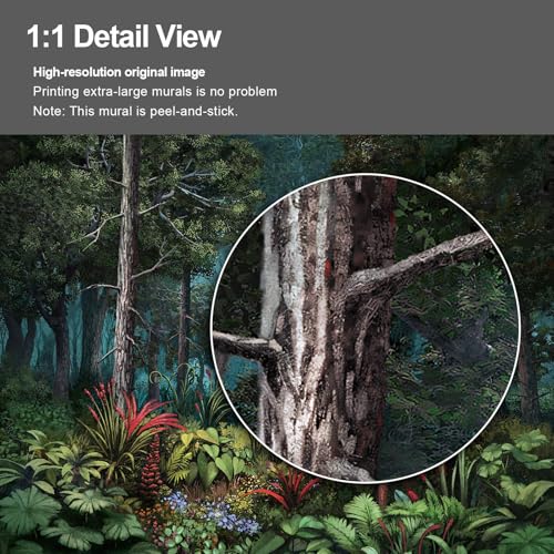 Tropical Primeval Forest wall Mural Peel and Stick Wallpaper for Bedroom Living Room