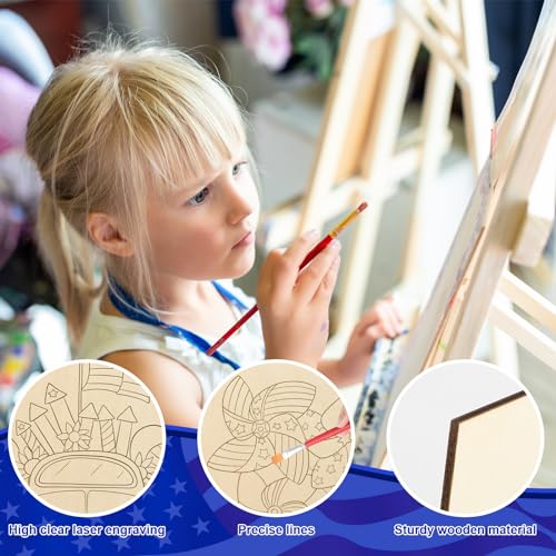 10 Pieces Large 4th of July Unfinished Wood Crafts to Paint for Adults