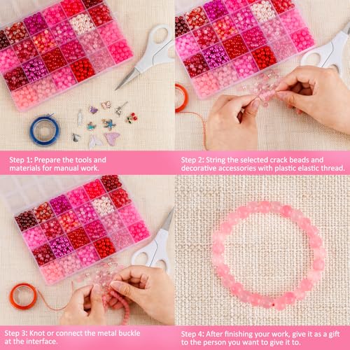 About 1200PCS 6mm Glass Beads Bracelet Making Kit (1200 Count)