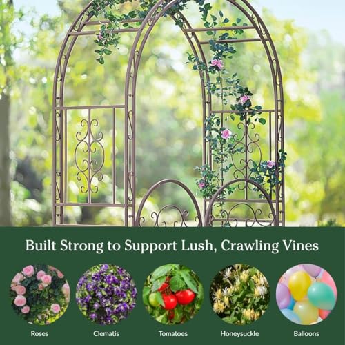 Arch Metal Outdoor Garden Arbor Double Gate