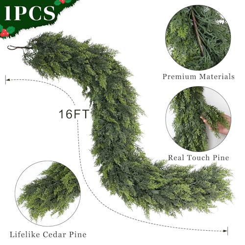 Lifelike Touch Artificial Cedar Garland for Christmas Decor