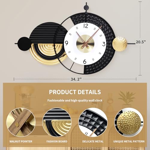 20.8X34.2 inch Modern Abstract Metal Decorative Wall Clock