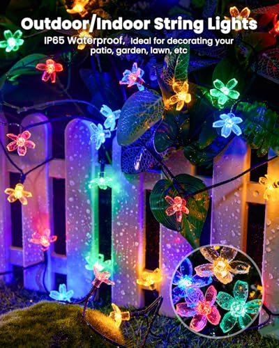 60 LED Flower Solar String Lights Outdoor Waterproof Fairy Lights (60 Count)