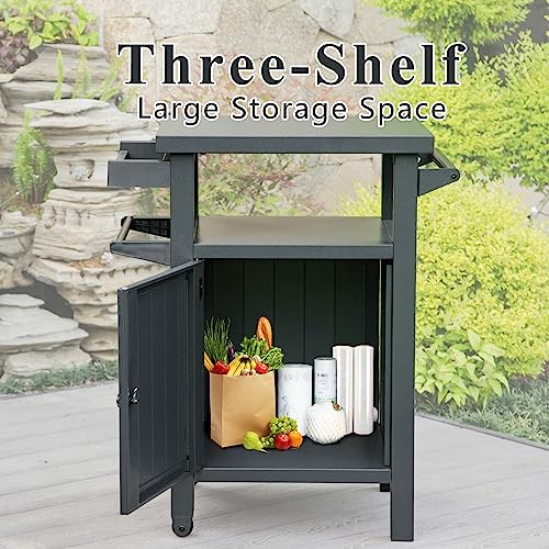 Domi Grill Carts Outdoor with Storage and Wheels
