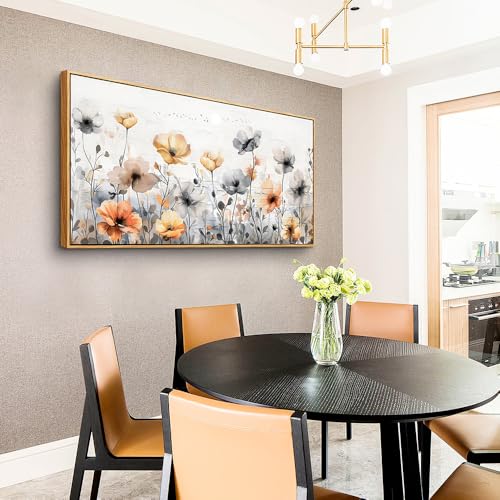 Large Wood Framed Wall Decor For Living Room Canvas Wall Art For Office Modern Wall Decorations For Bedroom Flowers Landscape Paintings Farmhouse Pictures Artwork Home Decor 24x48 In