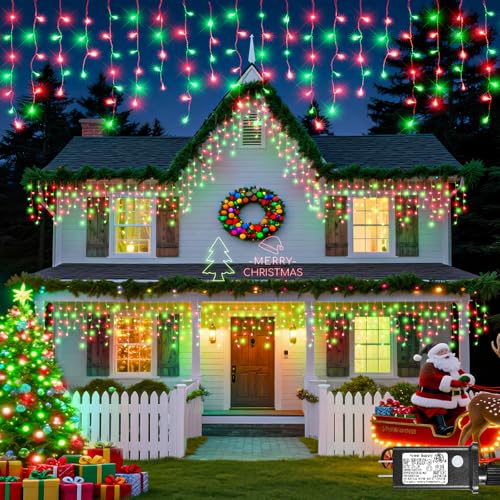 66FT 640 LED Icicle Lights for Outside 8 Modes 120 Drops