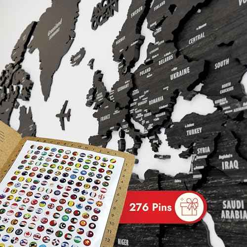 Multilayer 3D Wooden World Map