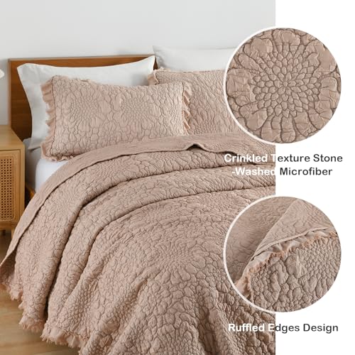Pinkish Grey Ruffled Quilt Twin Size