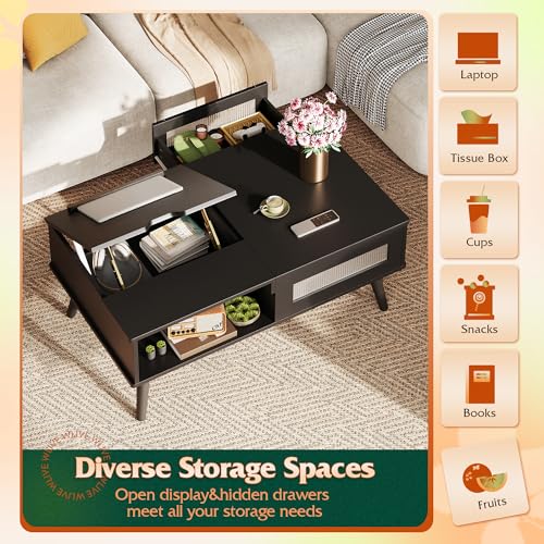 Coffee Table Lift Top Coffee Table with Storage Shelf